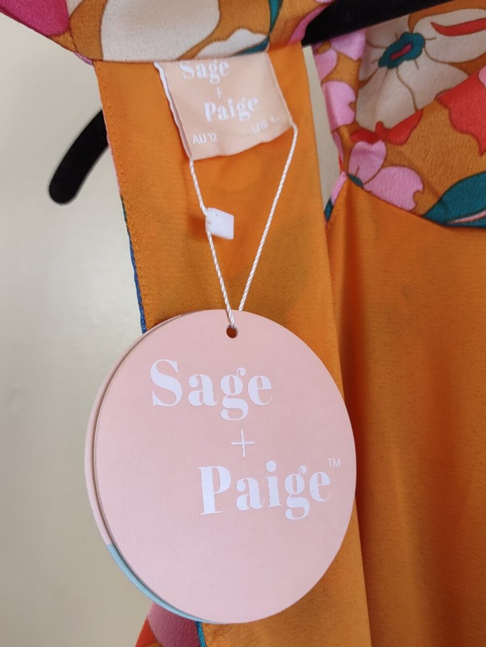 NWT Sage + Paije Satin Floral Halter Dress Size Large High Draped Neck Fall Chic - Picture 10 of 13